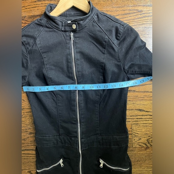 ZARA long sleeve black zip up denim jumpsuit Sz. S NWOT - Picture 14 of 14